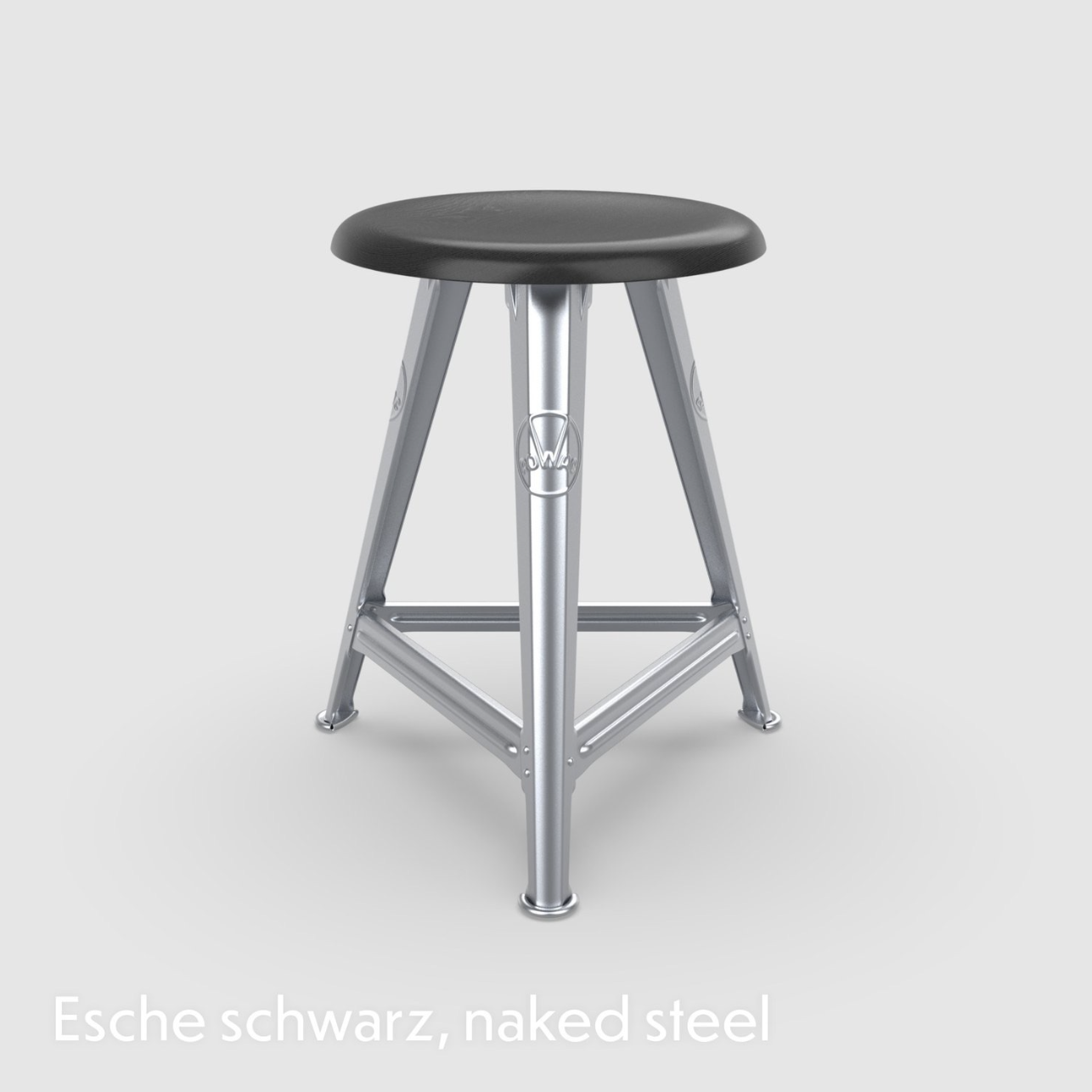 ROWAC Schemel – Modell I - 50 cm Esche schwarz naked steel