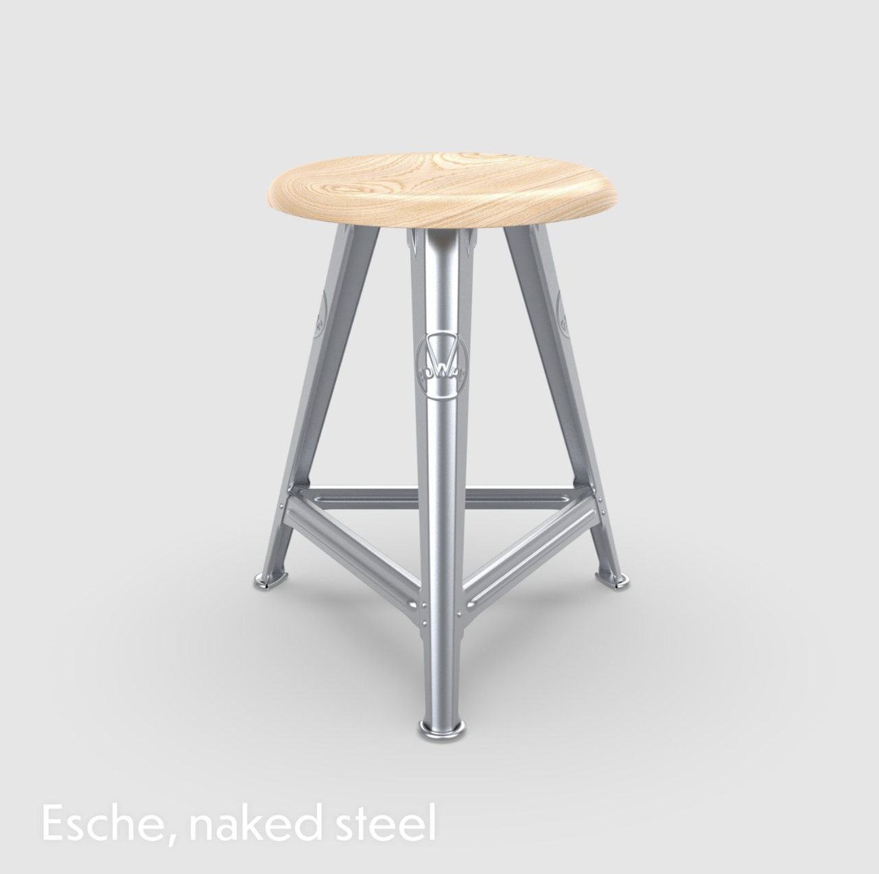 ROWAC Schemel – Modell I - 50 cm Esche, naked steel