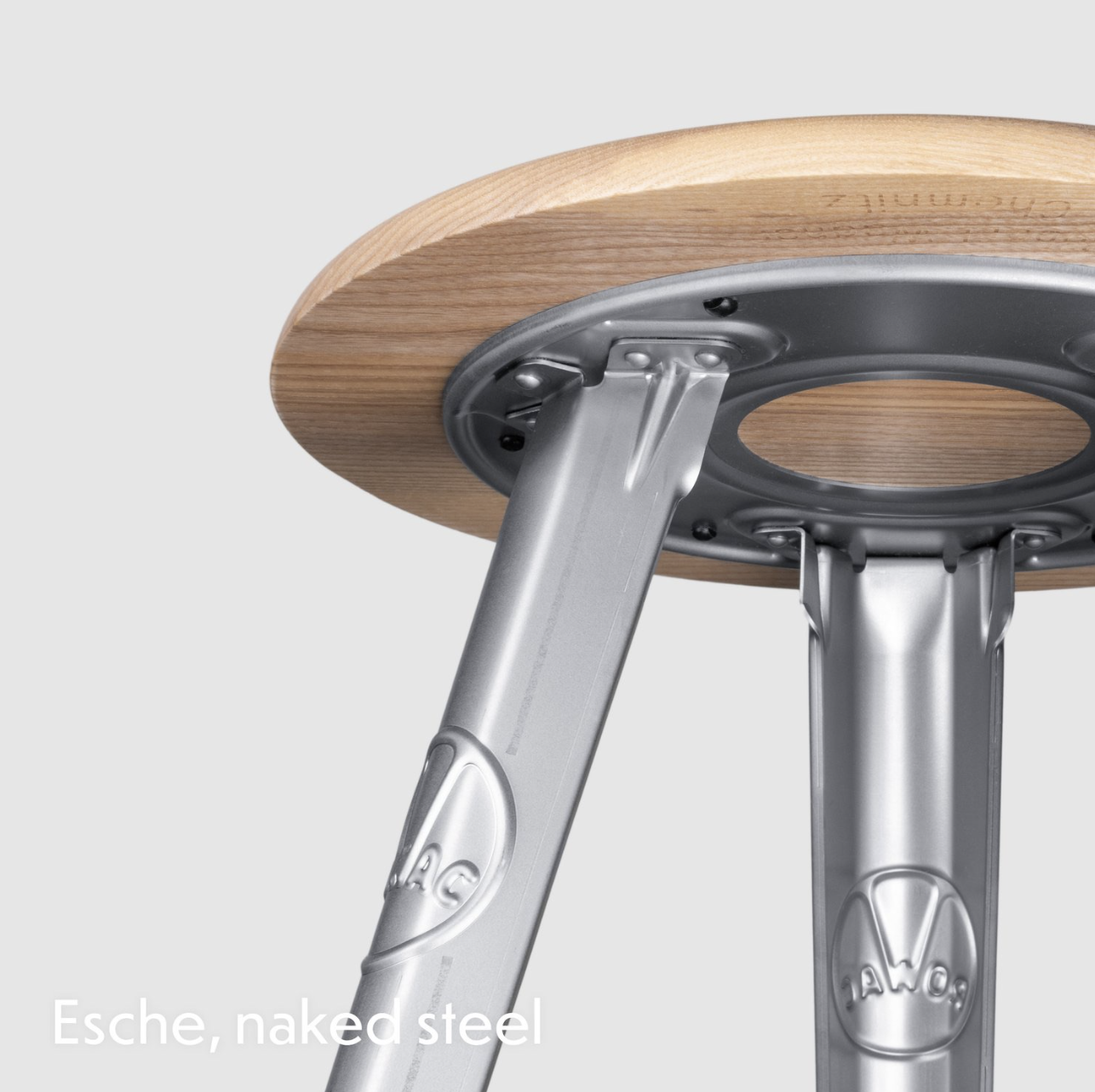 ROWAC Schemel – Modell I - 50 cm Esche, naked steel